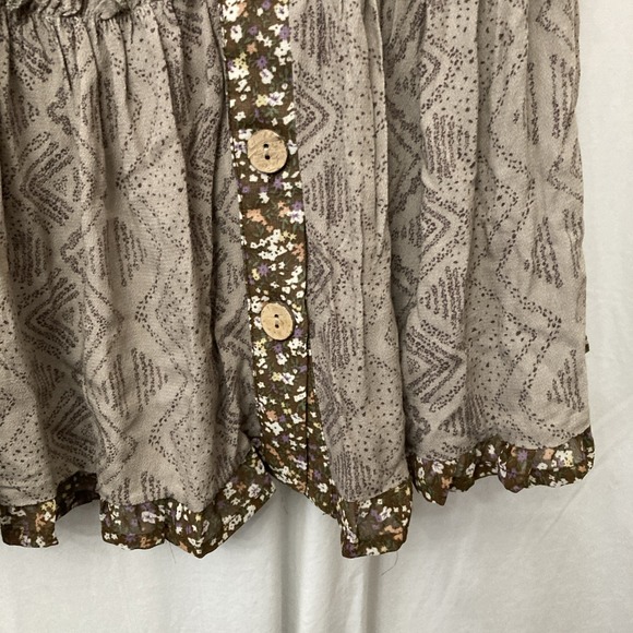 White Birch Women's Brown Floral BOHO Tunic Short Button Up Dress - SZ XL - Picture 3 of 12